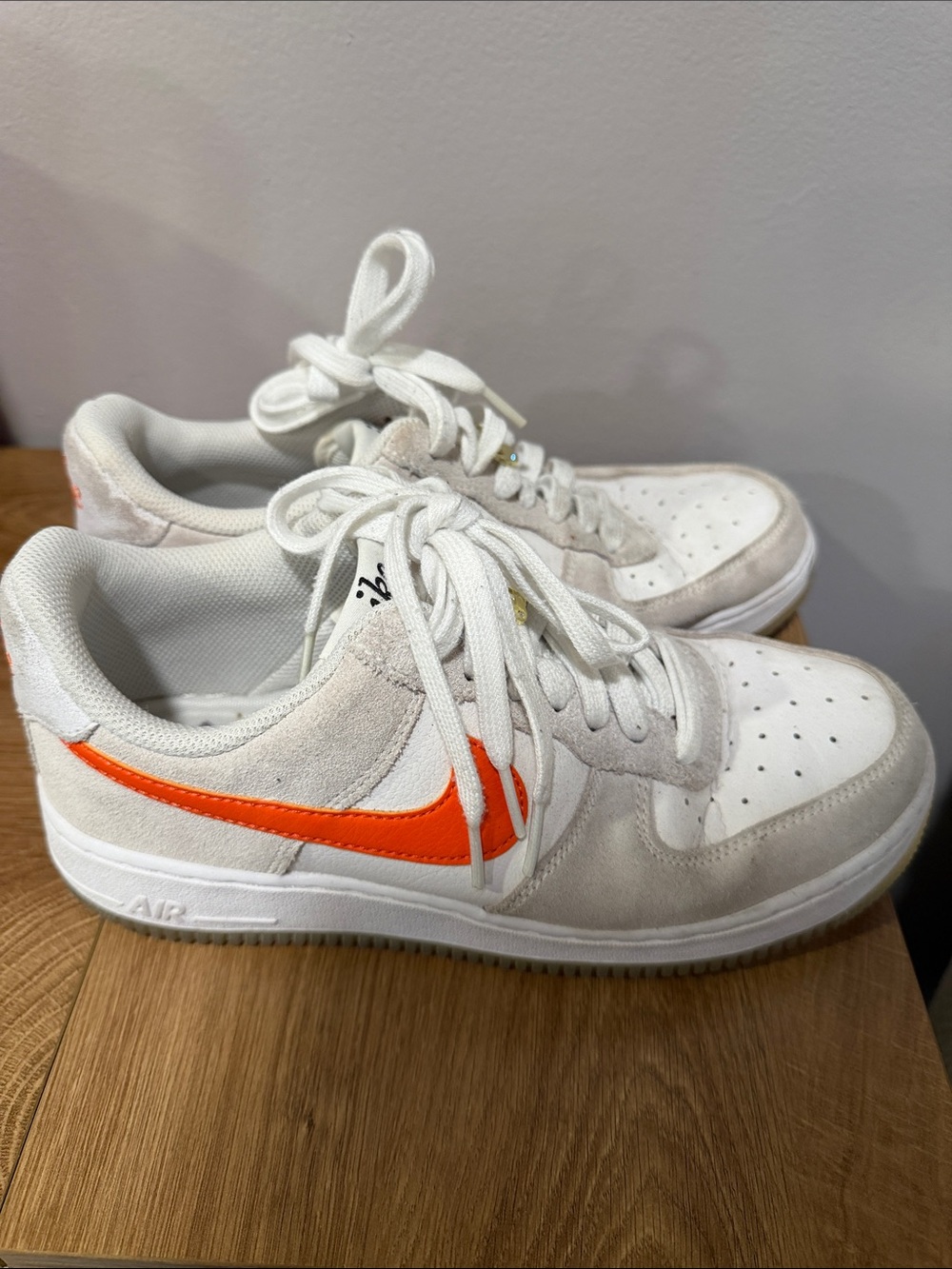 Nike Kids Low-Top Sneakers - White with Bright Orange Swoosh